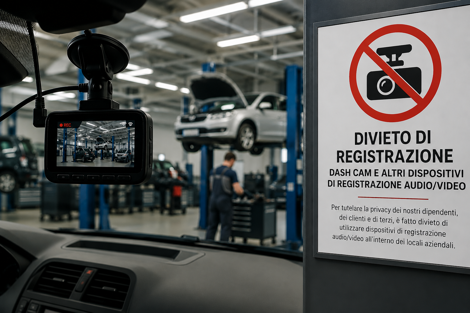 dash cam in officina